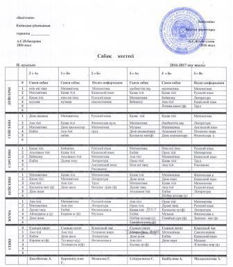 Расписание уроков